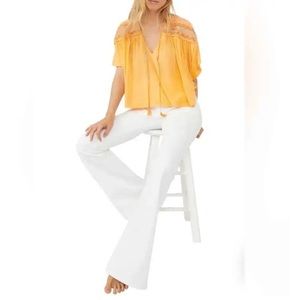 Free People Women 
Embroidered Tassel Tie
Dolman Top Blouse Carrot
Ginger Boho